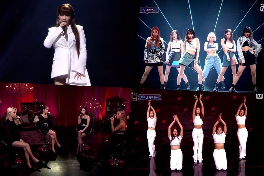 Park Bom, MAMAMOO, (G) I-DLE, AOA, Oh My Girl et Lovelyz présentent leur jeu lors de la première de 