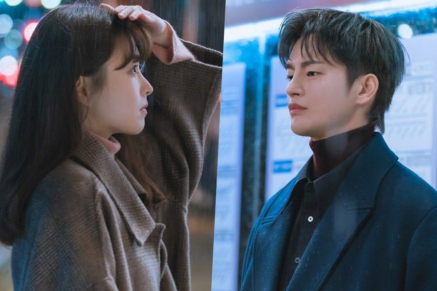 Park Bo Young et Seo In Guk se regardent sous une pluie torrentielle sur 