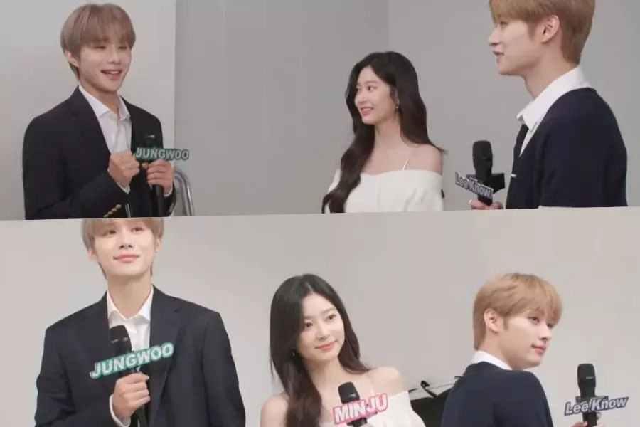 Jungwoo de NCT, Lee Know de Stray Kids et Kim Min Ju tentent de se débarrasser de la maladresse pendant la séance photo en tant que MC de « Music Core »