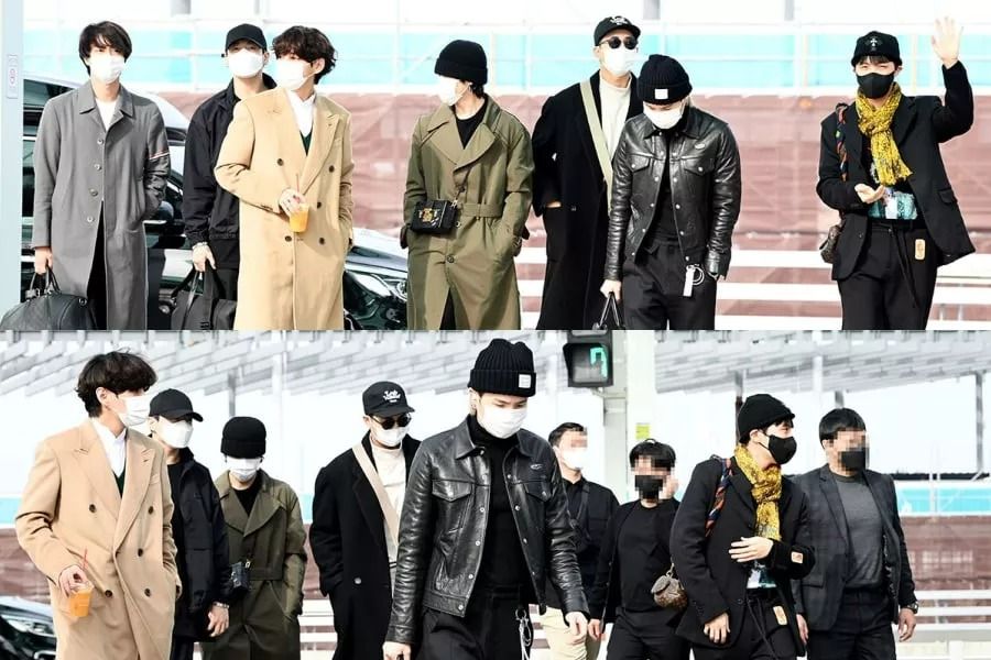 BTS montre sa mode automnale à son arrivée à l'aéroport pour s'envoler pour Los Angeles