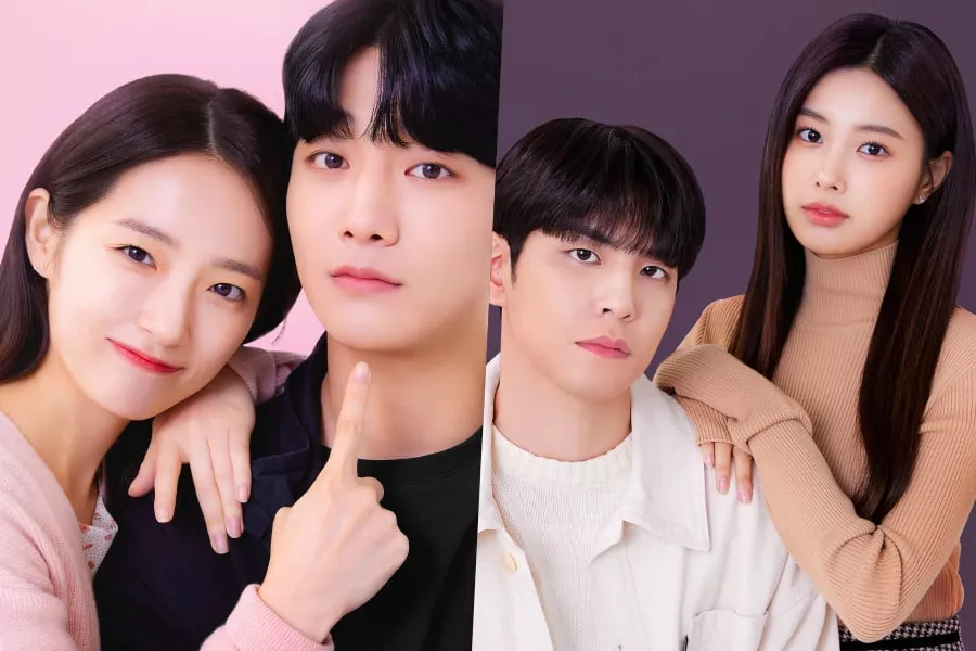 Lee Eun Jae, Kang Yul, Wonpil de DAY6 et Kang Hye Won montrent leur chimie contrastée dans des affiches de couple pour « Meilleure erreur 3 »