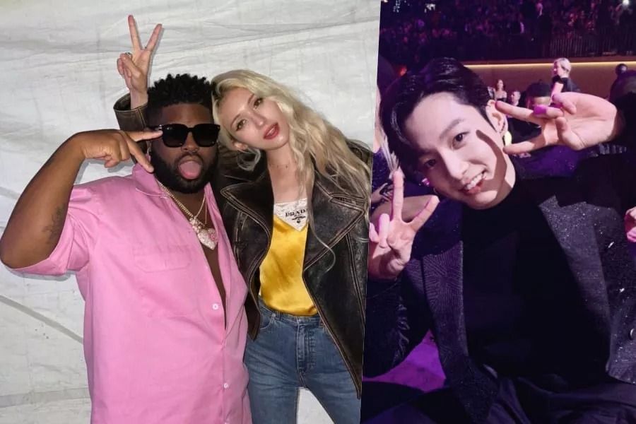 Pink Sweat$ sort avec Jungkook de BTS, Jeon Somi et Kim Doyeon de Weki Meki au festival de jazz de Séoul