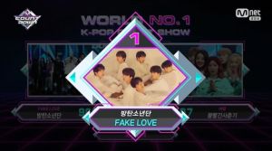 BTS remporte la neuvième victoire de "Fake Love" dans "M! Countdown" performances par SHINee, Wanna One et plus