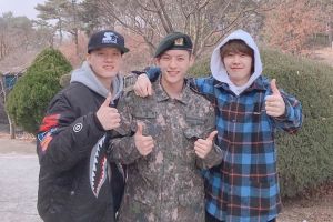 Ilhoon et Peniel du BTOB rendent visite à Minhyuk dans l'armée