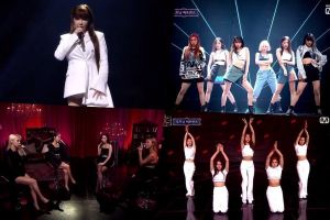 Park Bom, MAMAMOO, (G) I-DLE, AOA, Oh My Girl et Lovelyz présentent leur jeu lors de la première de "Queendom"