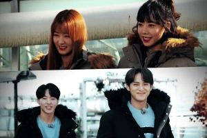 Bomi et Namjoo d'Apink avec Hoshi et Mingyu de SEVENTEEN font une tournée gastronomique dans l'aperçu de «Running Man»